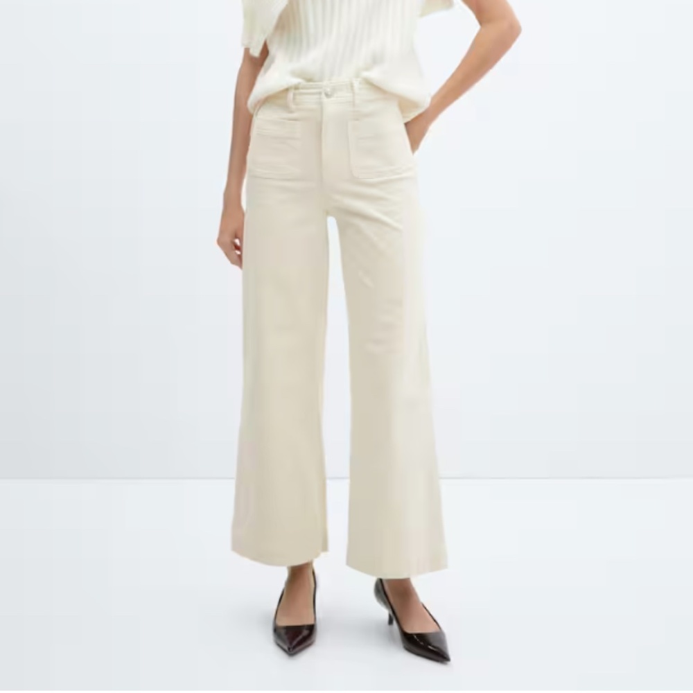Mango Corduroy Culotte Pants Ecru Size 4